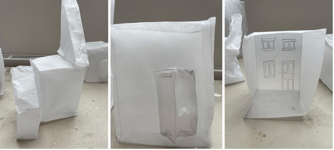 Paper maquettes of space of rooms and spaces of my old family house